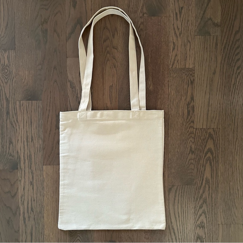 NWT Sonder Pasta Themed Canvas Tote Bag in Natural with Green 14"w x 15.25"h - Picture 6 of 6